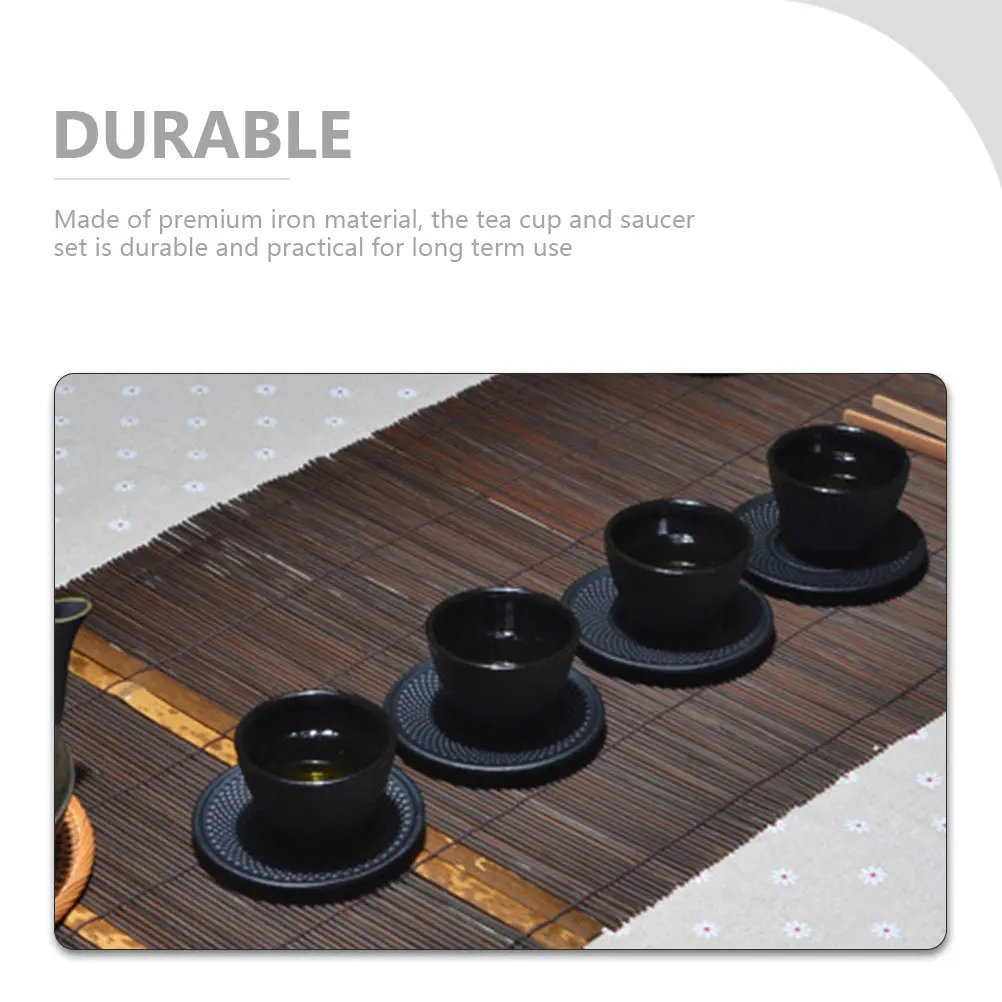 

1Set Iron Tea Cup and Saucer Set Retro Cast Iron Teaware for Home Office Tea House High Temperature Resistance