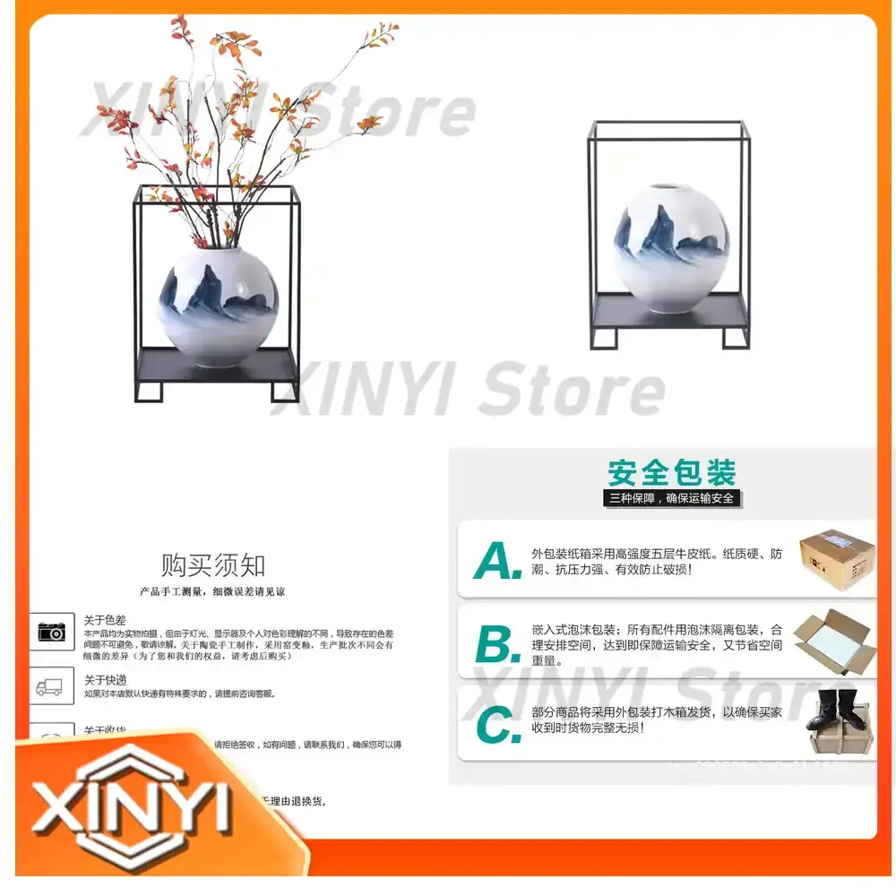 Ceramic Vase for New Chinese Style Home Decor for Living Room Entryway Bar Cabinet Flower Arrangement Soft Decoration Model