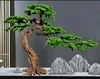 Artificial Greeting Pine Large Fake Wood Carving Fake Trees Bonsai Chinese Club Simulation Pine Lobby