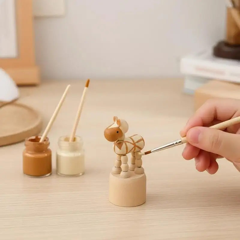 Wooden Finger Puppet Toy Mini Cartoon Elephant Tiger Animal Movable Desktop Figure Kids Play Gift