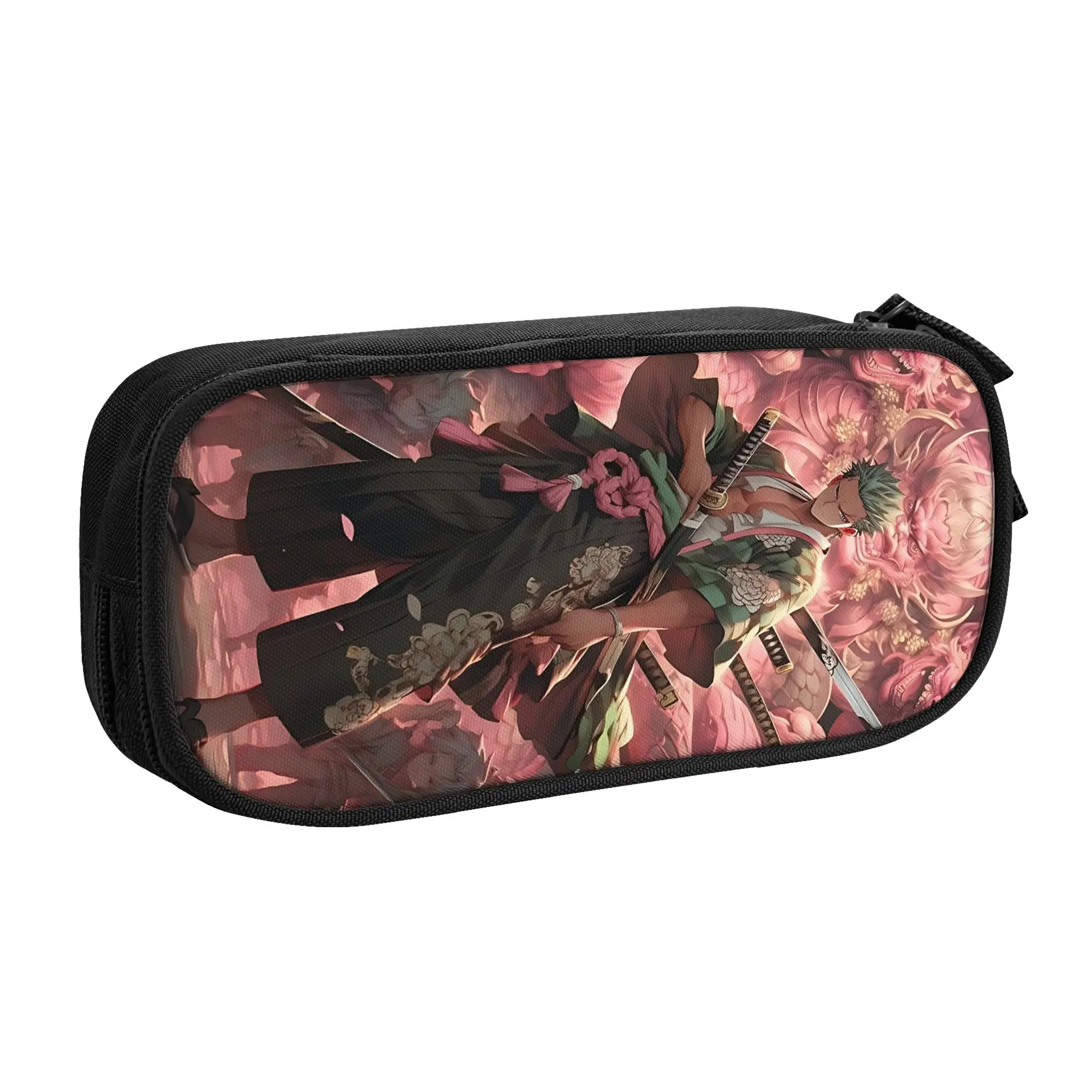 Large Capacity Bags For Child Cartoon Roronoa Zoro Wano Country Pattern One Pieces School Pencil Bag For Boys Gilrs Kids