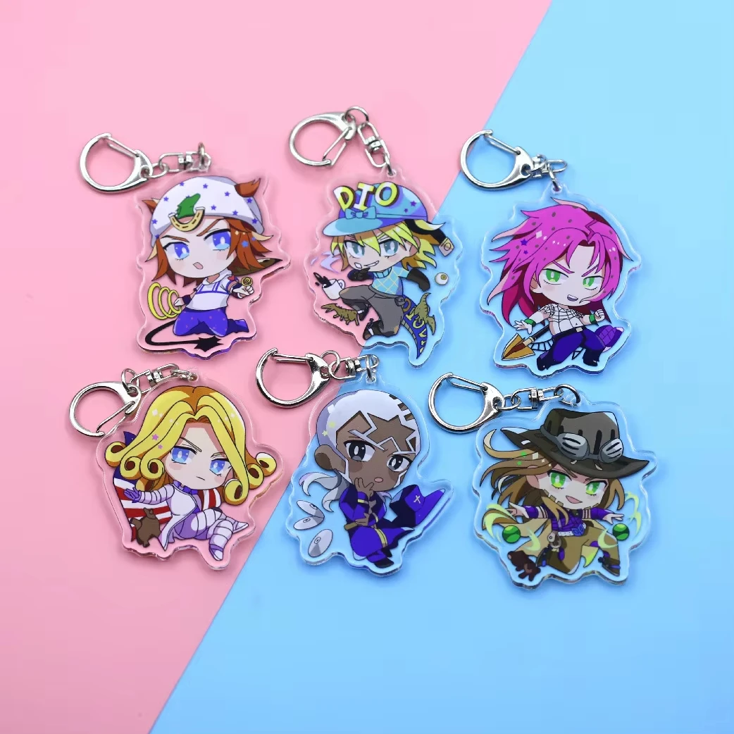 Anime JoJos Bizarre Adventure Cute Figure Cosplay Pendant Metal Key Chain Car Keyring Bag Jewelry Gift For Fans Accessories