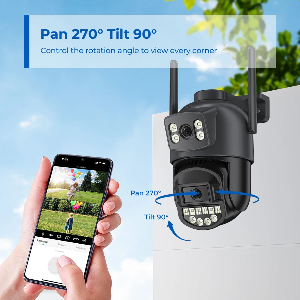 BESDER PTZ 8MP Wifi Camera Dual Screen Auto Tracking Color Night Vision Outdoor CCTV Camera IP 4K Security Protection iCSee App