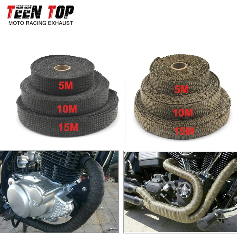 5M 10M 15M Motorcycle Exhaust Thermal Tape Exhaust Heat Wrap Roll Bande Thermique Echappement Heat Shield Aislante Termico Moto