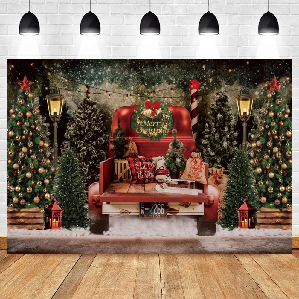

Merry Christmas Backdrop for Photography Winter Xmas Trees Gift Santa Window Family Party Baby Portrait Background Photo Studio