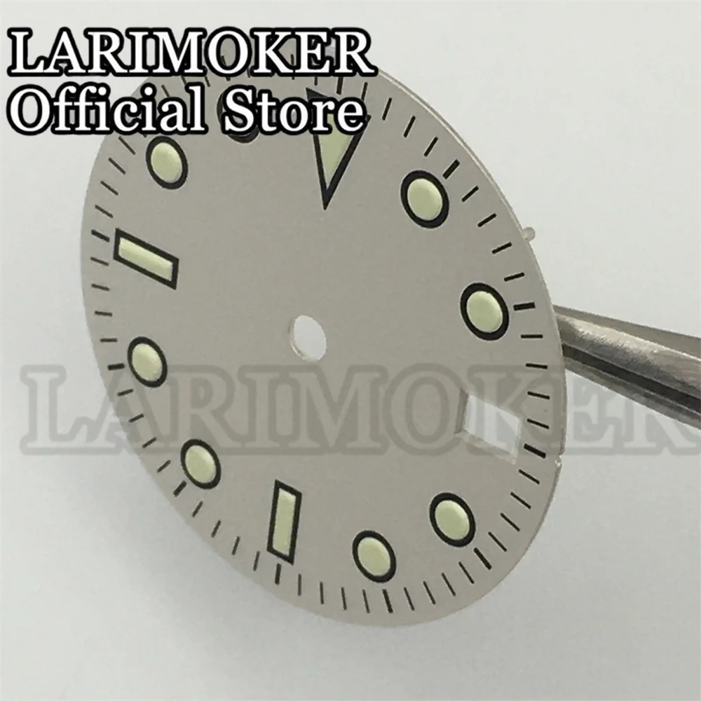 LARIMOKER 29 مللي متر أسود/أبيض التقويم نافذة ساعة الطلب مع الأخضر مضيئة مناسبة ل NH35 ساعة يد تعمل بالحركة التلقائية اكسسوارات