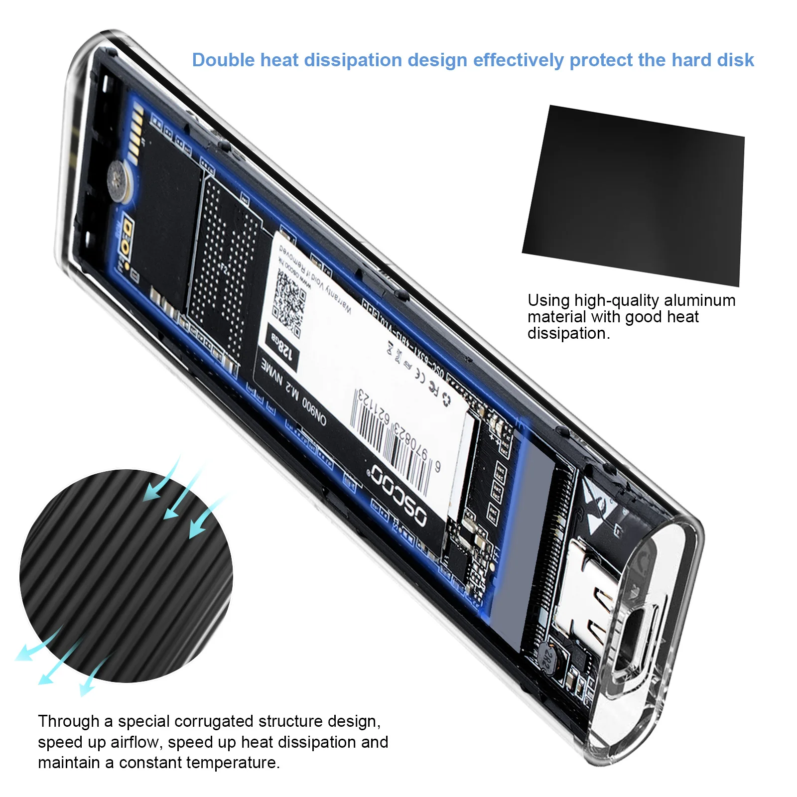M.2 NVME PCIe SSD Case com USB Tipo C 10 Gbps Gabinete Externo Caixa de Disco Rígido para PCI-E M2 SSD - Suporte SSD