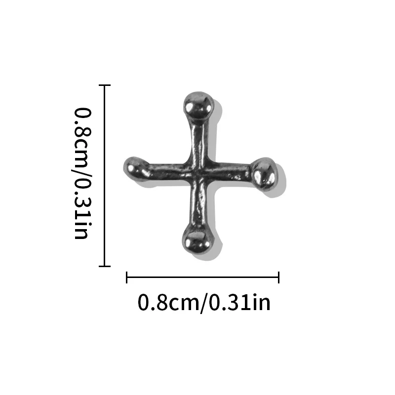 10pcs Mini Mixed Alloy Cross Nail Art Charm 3D Gold Silver Nail Decoration Jewelry Punk Design Nail Accessories