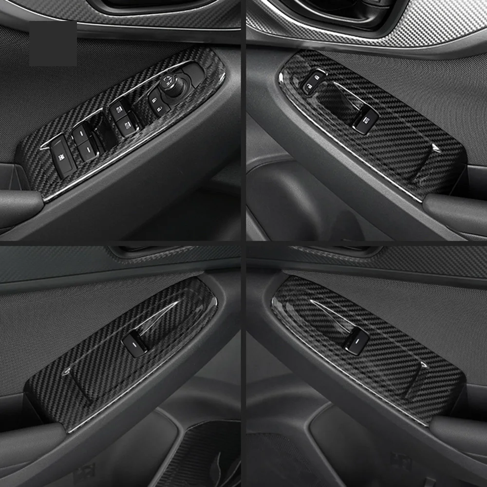 Car Real Dry Carbon Fiber Interior Window Lift Switch Button Trim Cover Frame Panel Regulator DecorationFor Subaru WRX 2022+ image 5