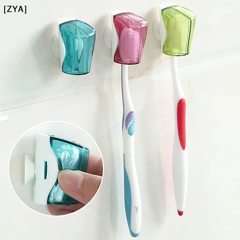 Travel Storage Toothbrush  Cover Toothbrush Dustproof Protector Cap Bathroom Toothbrush Holder Suction Cup Wall Mount Rack[ZYA]