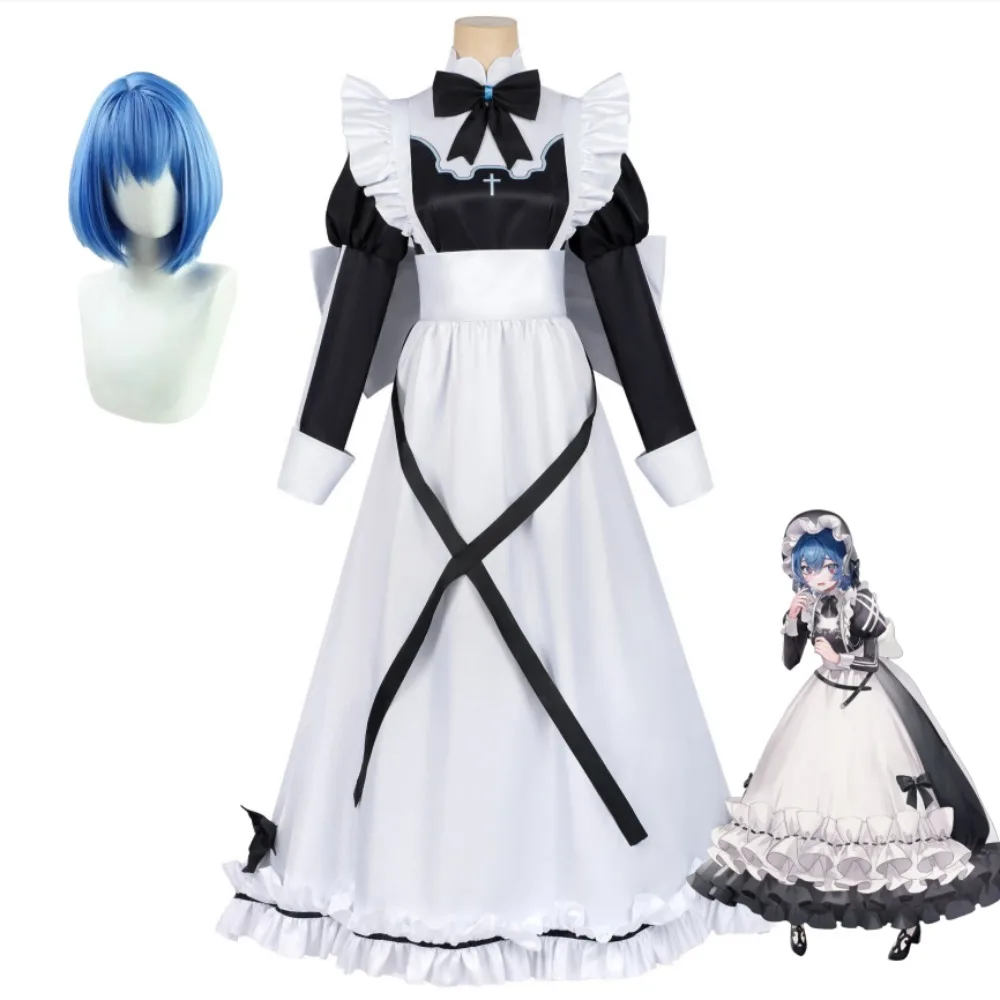 

Death Game Cosplay Costume Set: Aoi Anime Character Maid Dress with Accessories Wig Halloween Stage Performance Costume