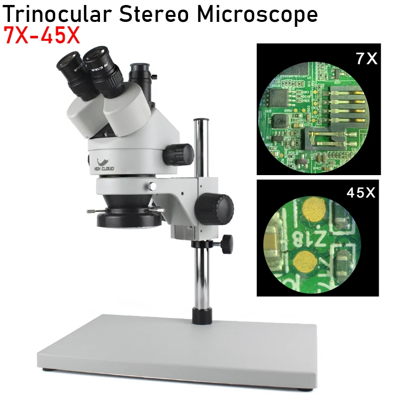 3.5x 7x 45x 90x simul-foco zoom contínuo trinocular microscópio estéreo 56 led anel lâmpada para chip de telefone pcb reparação solda