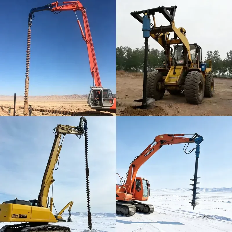 Customizable Extended Drill Rod Spiral Drill Heavy Earth Auger Machine for Excavator Backhoe Skid Steer Loader