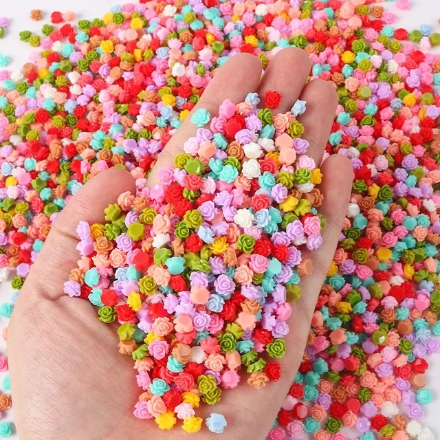 100 sztuk 3D żywica róża wzór kwiatowy zawieszka do paznokci akcesoria Diy zdobienie paznokci dekoracje profesjonalne akcesoria do paznokci akcesoria damskie