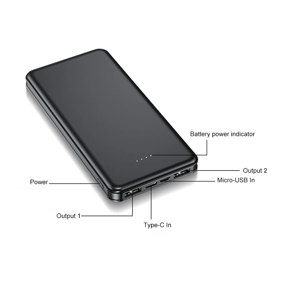 Power Bank portatile 20000mAh due In e due fuori batteria esterna leggera per gilet riscaldanti giacche sciarpe calzini guanti