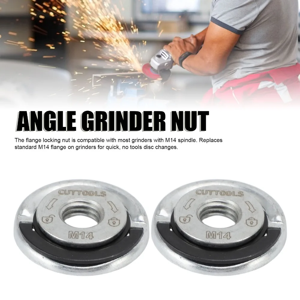 2pcs M14 Thread Angle Grinder Flange Nuts Quick Release Self-Locking Quick Release Flange Nuts Grinder Locking Nuts