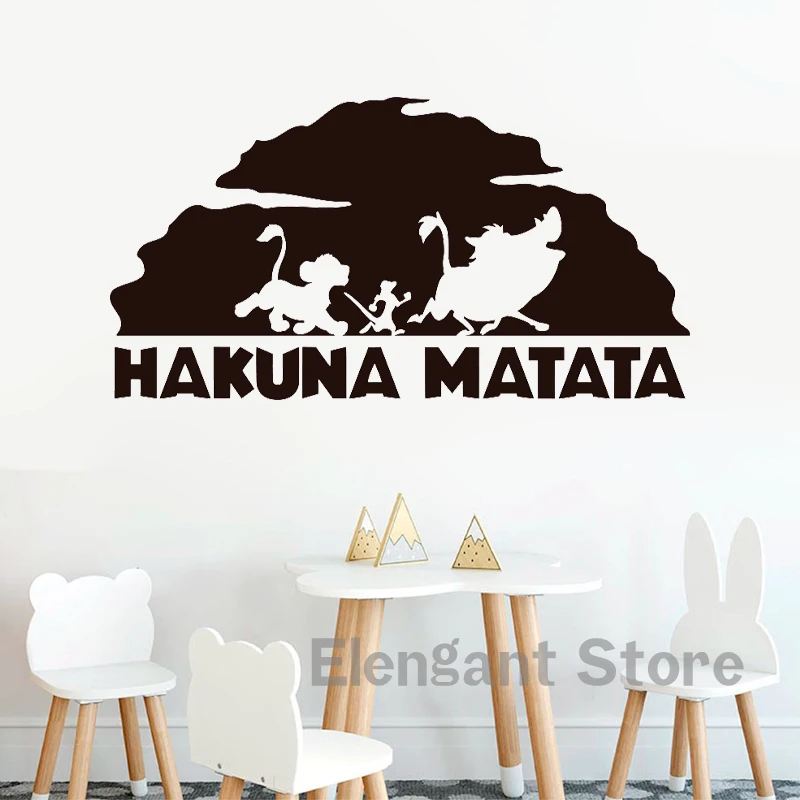 Disney Lion King Hakuna Matata Vinyl Art Decals Car Window Laptop Decoration, Pumba Simba Nala Wall Sticker Kids Room Wall Decor