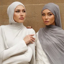 Crinkle Rayon Hijab for Muslim Women Ramadan Wrinkle Cotton Rayon Scarf Shawls Big Size Plain Islamic Turban Viscose Headband