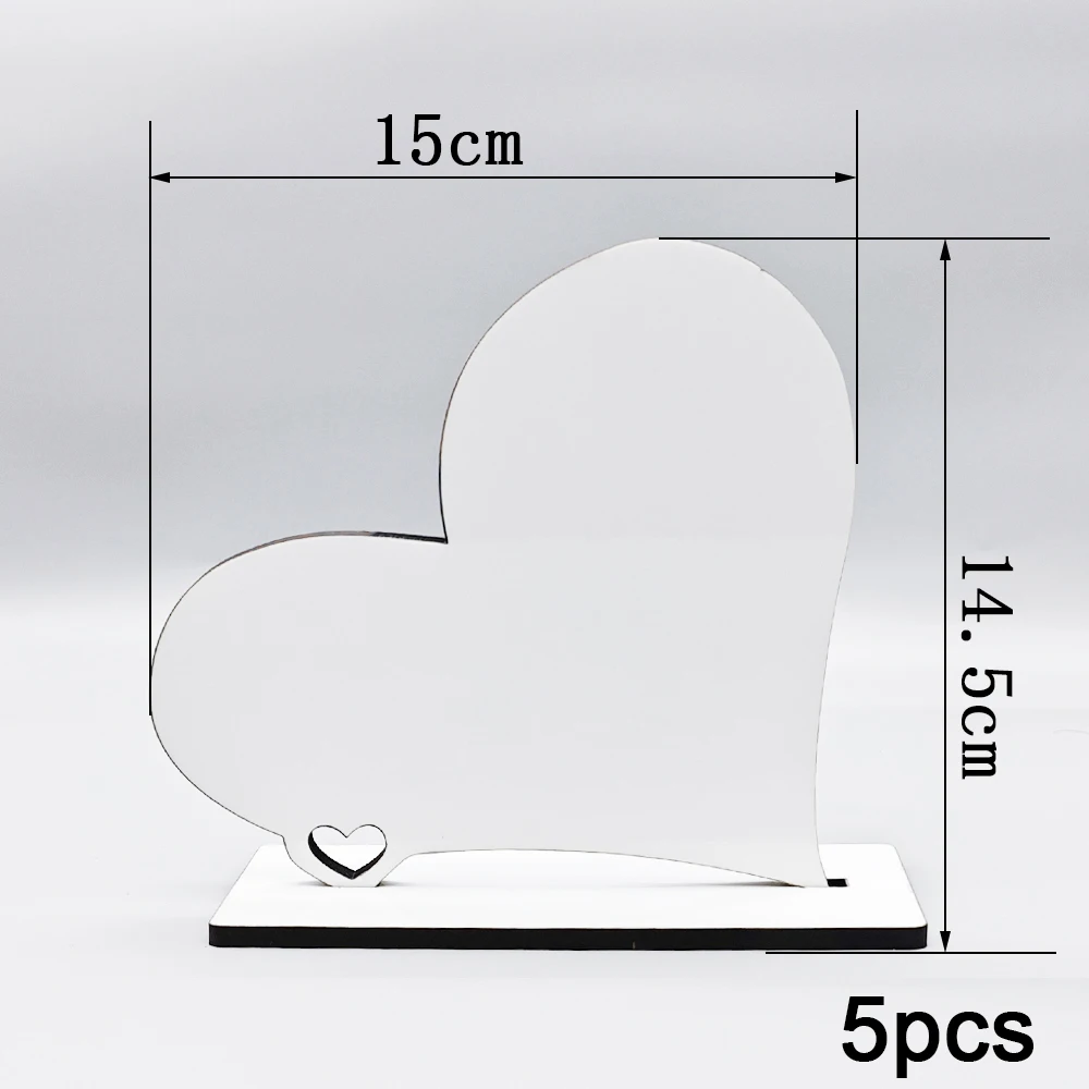 5 sets Sublimation Blank Picture Frame Wood Heart Shape Photos for DIY Picture Prints Desk Table Top Office Home Decor Disply
