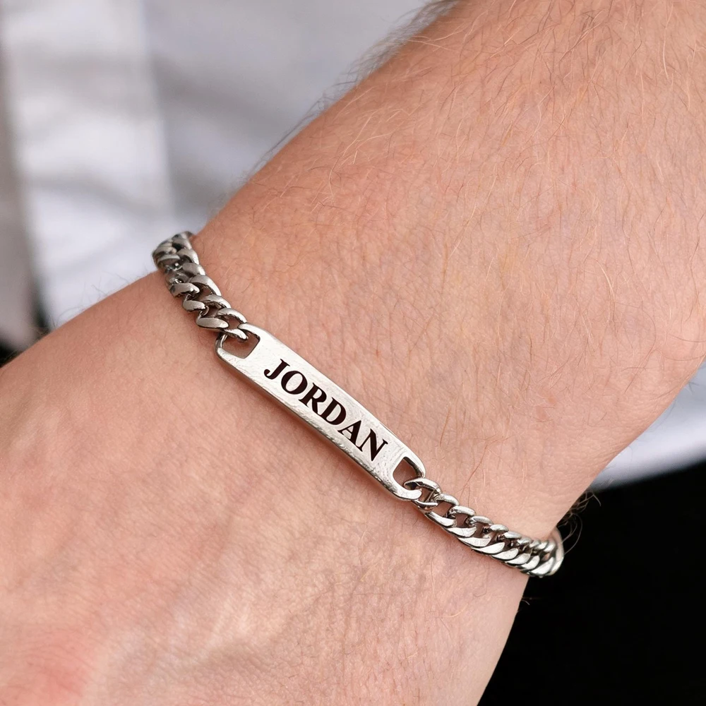 Personalized Nameplate Bracelet, Custom Stainless Steel Gift