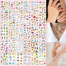 30 Sheets Cute Cartoon Temporary Tattoos for Hands Waterproof Tattoo Stickers Rainbow Fruit Moon Fake Finger Tattoo