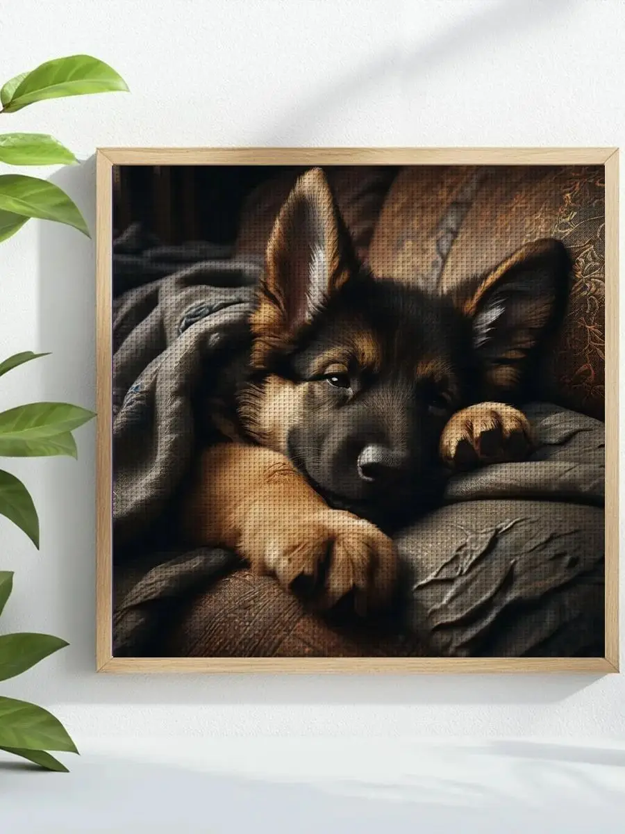 1 Stück 40x40 cm/15,74 Zoll Hund Motiv Kreuzstich-Set DIY-Kit 11CT/14CT DIY Stickerei-Set DIY Kreuzstich-Set Joy Sunday – Detail 1