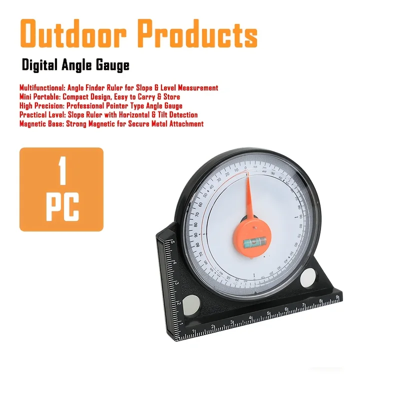 

1pc Outdoor Fishing Mini High-Precision Multifunctional Angle Finder Pointer Type Incline Level Meter Magnetic Slope Gauge