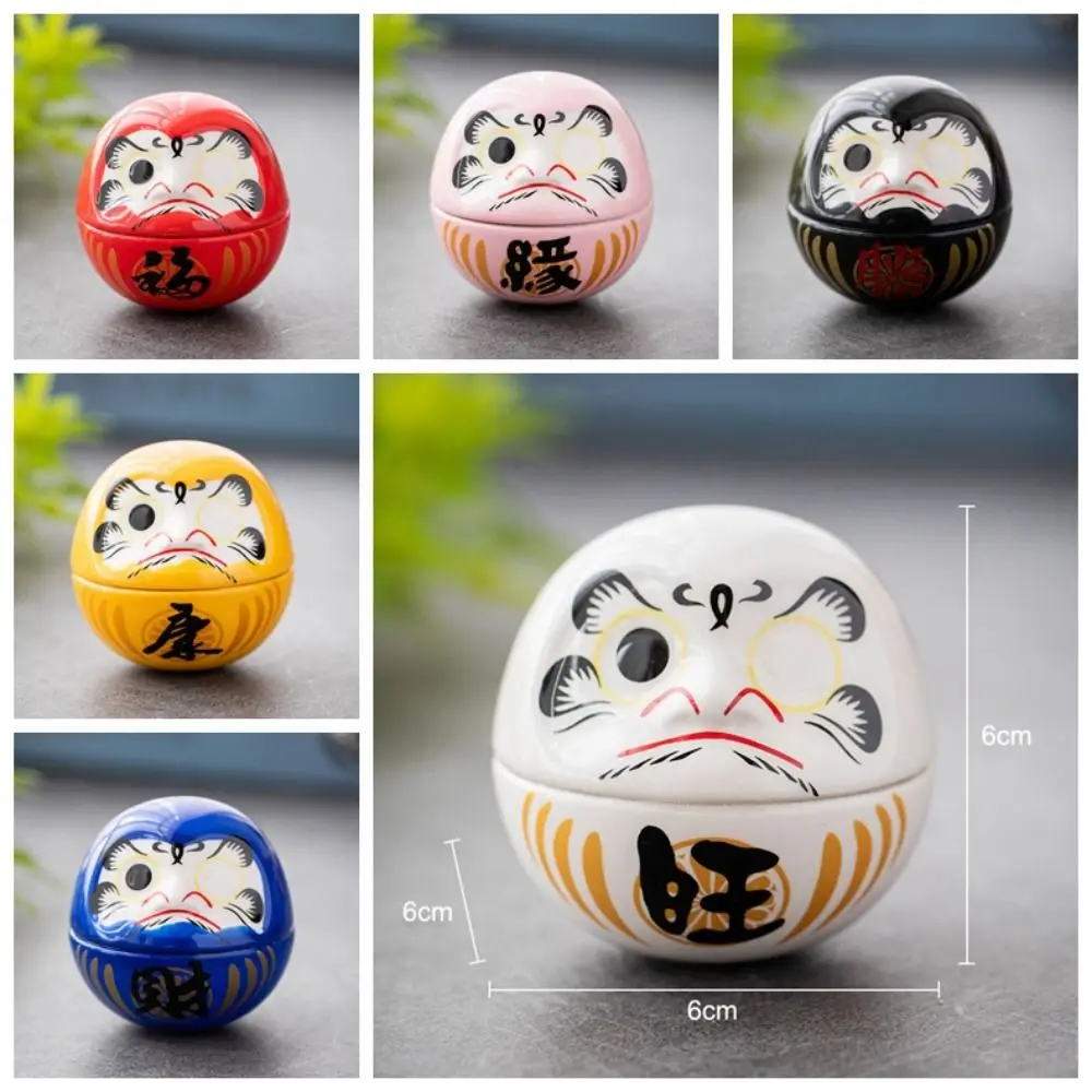 1 PCS Creative Tumbler Lucky Cat Decoration Cute Daruma Doll Ornament Cartoon Design Ceramic Crafts For Gifts