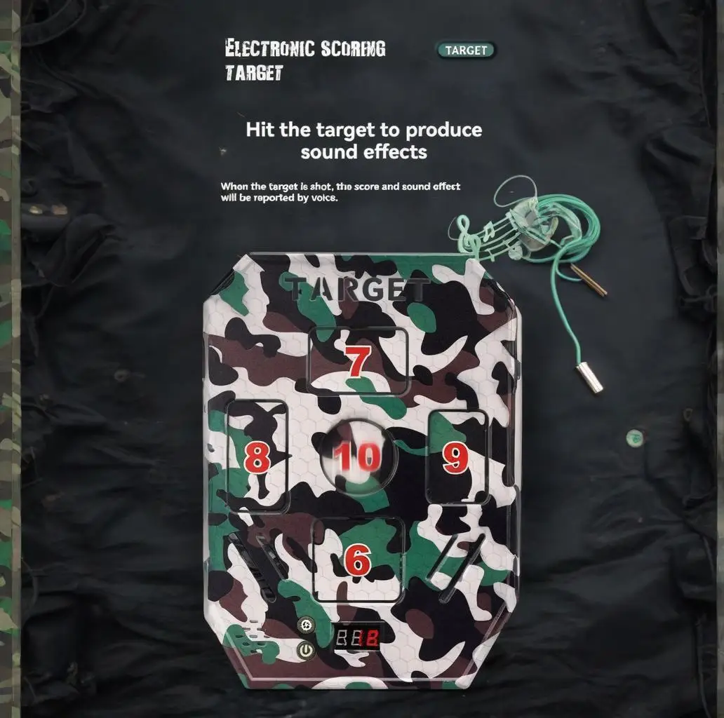 자동 점수 기능 및 사운드 피드백을 갖춘 위장 모델 실내 스포츠 장난감