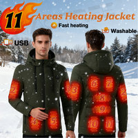 Men 11 Areas Heated Jackets Winter Warm Hooded Jackets USB Electric Heating Jackets Warm Sports Thermal Coat Waterproof Jacket