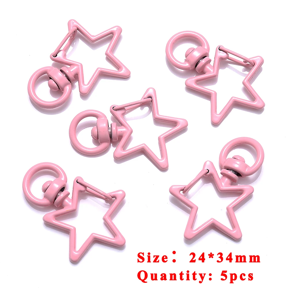 Pink Heart Cat Flower Keychain Clasp Tassel Jump Ring Lobster Hooks Connector Chain for Jewelry Findings Accessories