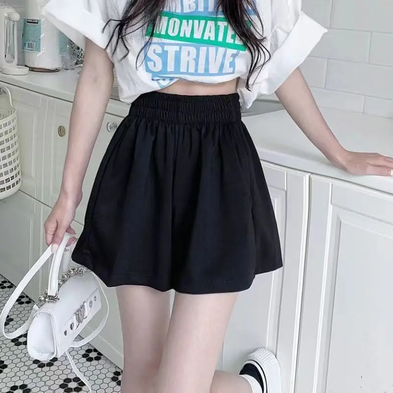 Loose High Waist ey Elastic Waist Casual Pants Women's Summer Thin Wide Leg Pants orts Hot Pants Versatile High Waist Pants