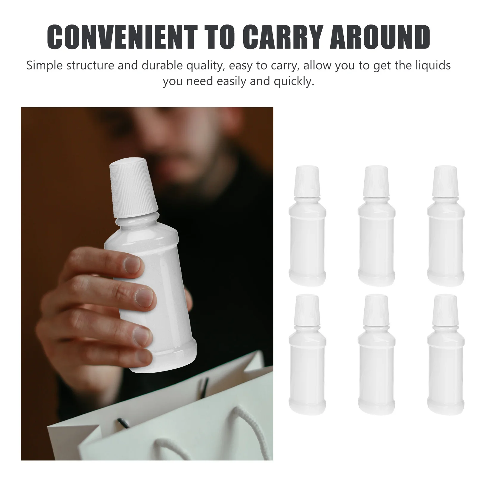 6 قطع من زجاجات غسول الفم متعددة الأغراض، زجاجة فرعية فارغة متينة للاستخدام في المنزل والسفر، حاوية غسول الفم، حاوية تنظيف الفم