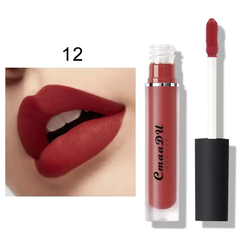 CmaaDU 15 color Nude Kiss Velvet Lip Glaze Moisturizing Sexy Lip Tint Lipstick Makeup Waterproof Last 24-Hour Lip Gloss Cosmetic