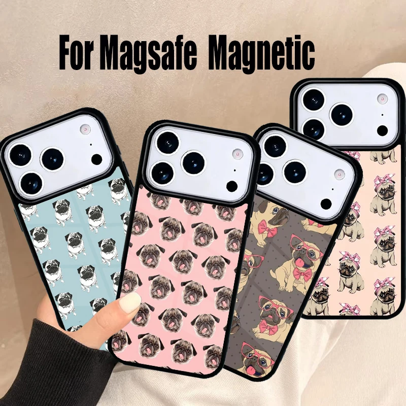 CUTE PUPPY PUG DOG MOPS Phone Case For iPhone 17 Air 16e 15 14 13 12 11 Pro Max Plus Magsafe Wireless Magnetic Cover