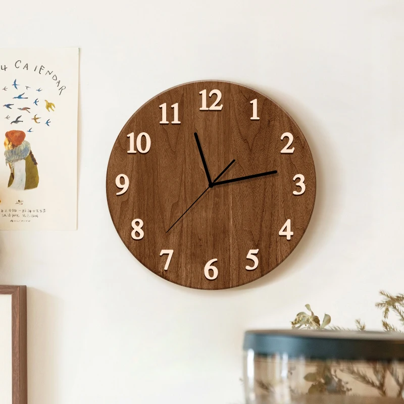 

Новые высококачественные часы для гостиной, современный деревянный стиль, креативный домашний настенный подвесной светильник для тихой ресторана, известный в Интернете