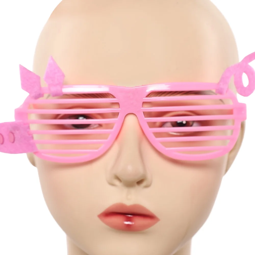 نيك وايلد كارتون حديقة الحيوان تأثيري الوردي خنزير نظارات مخطط نظارات زي اكسسوارات وتتسابق الدعائم تمويه كرنفال الهالوين #6