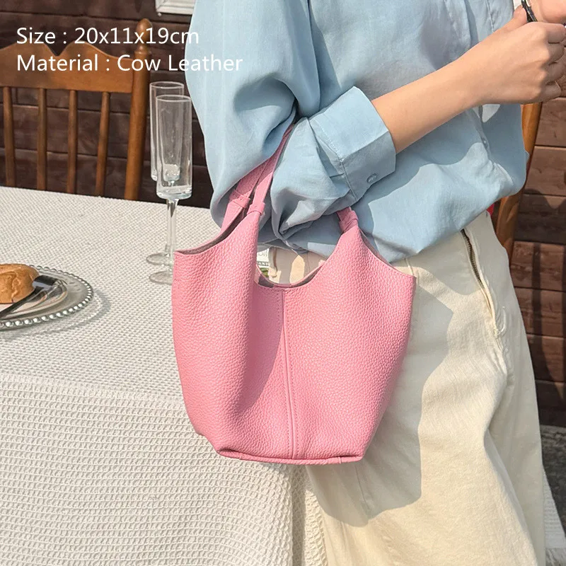 

Genuine Cow Leather Lady Shoulder Bags Women Handbags Bucket Bag Fashion Tote Bag Leather Luxury Desginer Crossbody Bag Mochilas