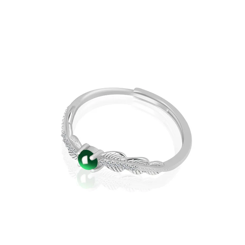 Natural A-Grade Tinta Jade Stone Ring para Mulheres, S925 Prata, Incrustado Moda, Jóias High End, Artesanato, Presentes Ajustáveis, Atacado