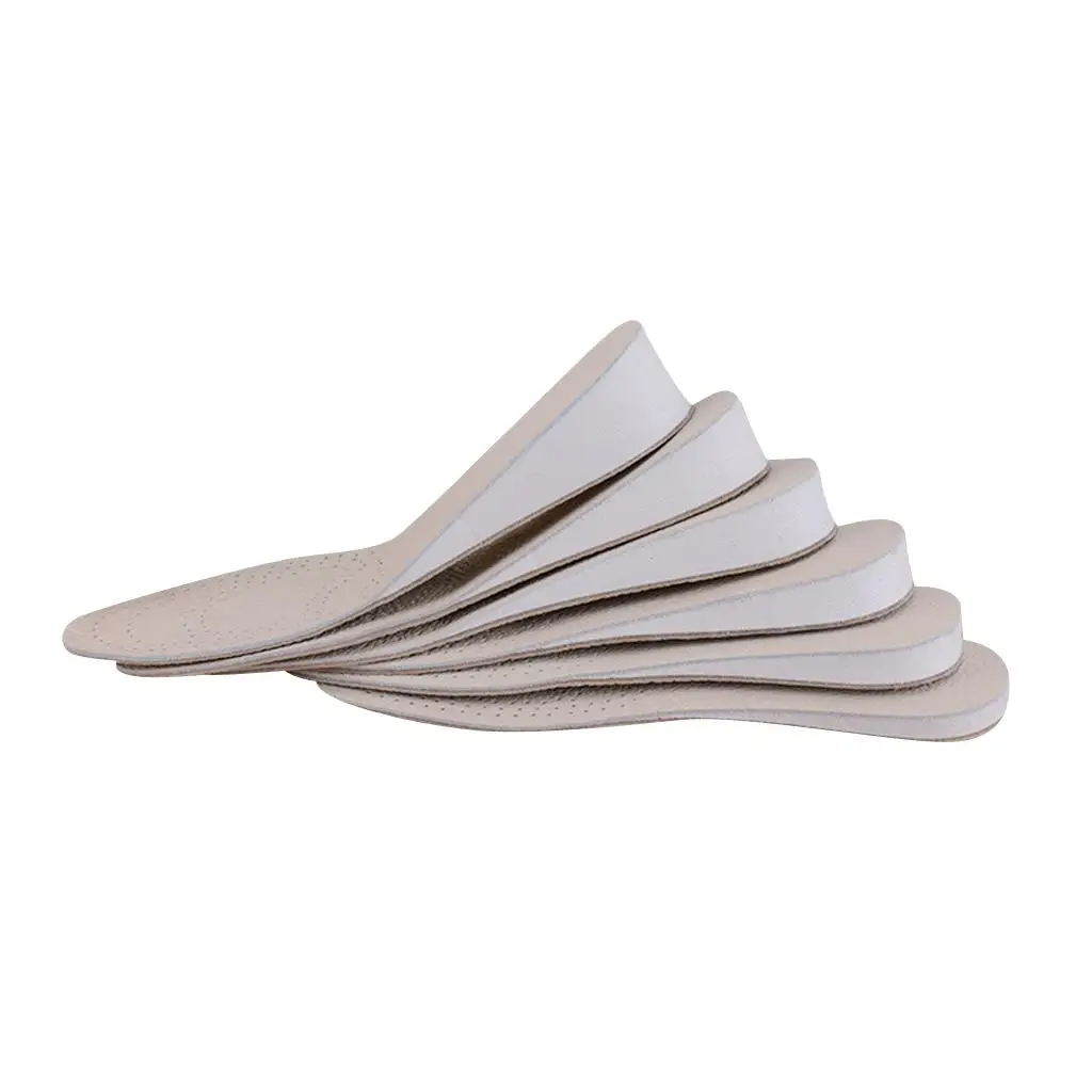 Leather Foot Insoles Shock Absorbing Height Increase Pad Shoe Accessories for Men's Sneakers and Boots Comfort Use