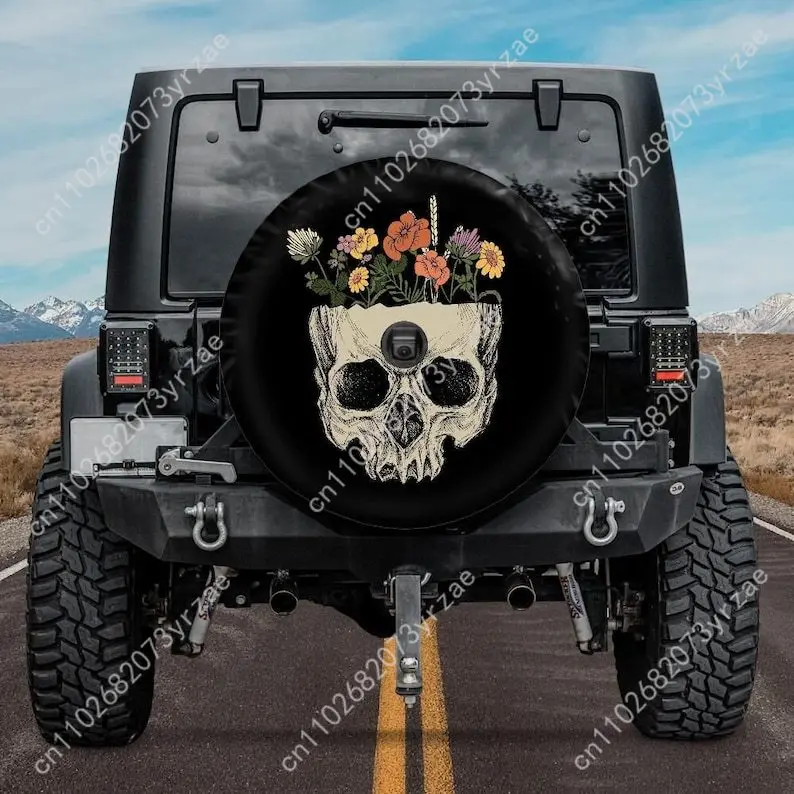 

Floral Skull Various Models Spare Car Tire Cover Sand Dust Prevention Protect Wind Rain Tire Cover Sturdy Durable Tire Covers