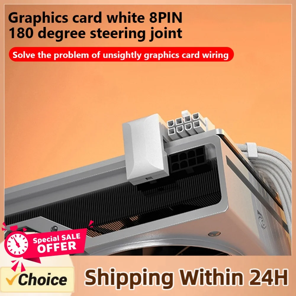 180 Degree Angled Turning Connectors Desktop Computer Accessories U Shaped 8 Pin Adapter Fireproof Plastic DIY for Graphics Card
