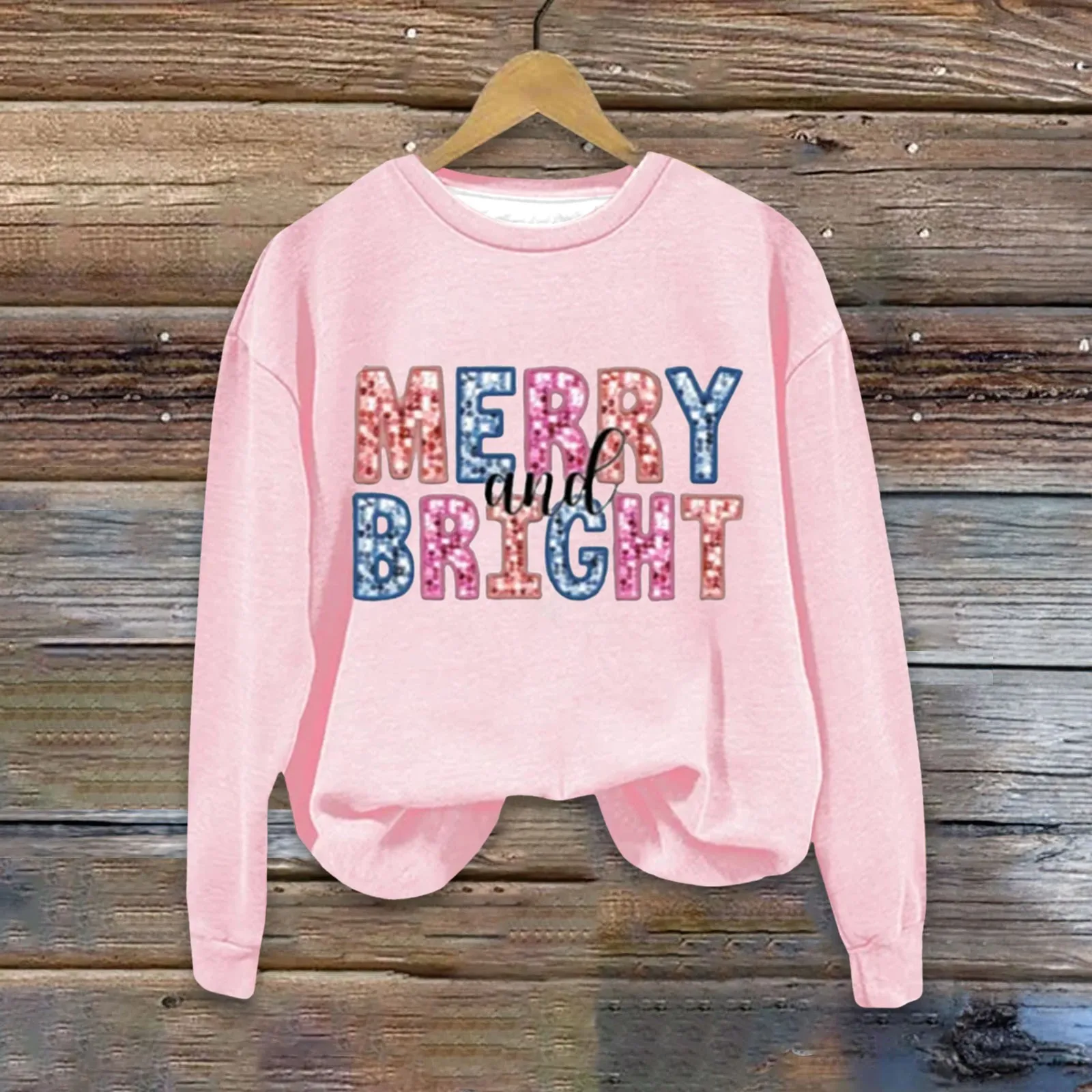 Women'S Merry And Bright Sweatshirt Crew Neck Sweatshirt Christmas Clothing Hoodies Sweatsuits Women Elderly Women's Sweaters