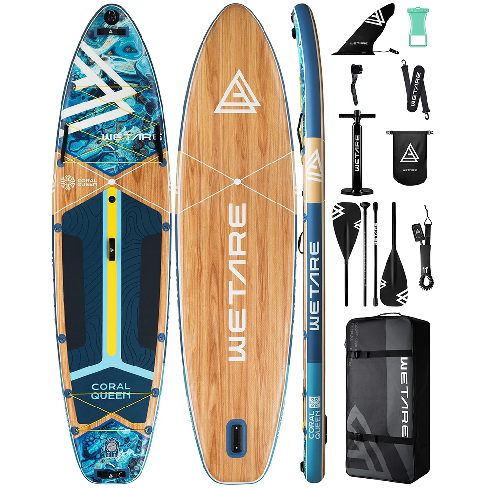 Tabla de Paddle inflable impermeable azul WETARE 11'6 ''x 35'' x 6'' estilo acuático de pie para adultos con accesorios juego al aire libre pesca