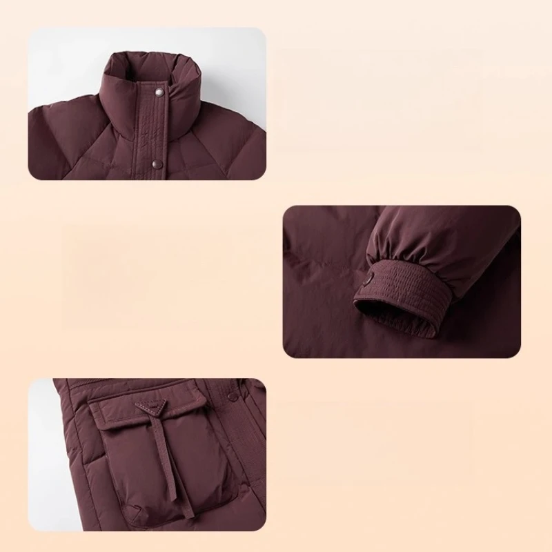 Chericom jaqueta longa feminina 2025 inverno gola à prova de vento térmica slim fit cor sólida casual outerwears y309133y