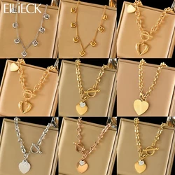 EILIECK 316L Stainless Steel Gold Silver Color Heart Love Pendant Necklace For Women Fashion Neck Chain Waterproof Jewelry Gift