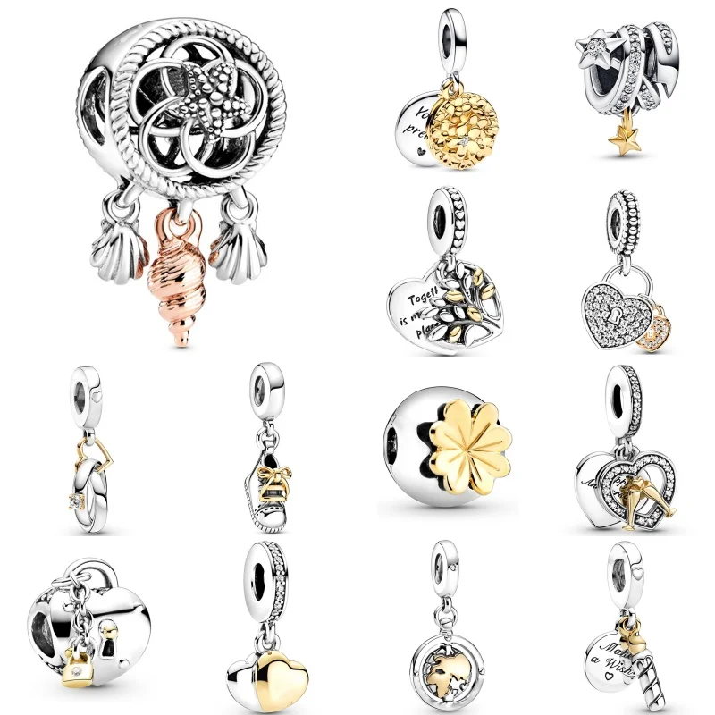 

New Forever Me Couple Pendant Alloy Star Heart Crown Girl Dangle Charms Beads For Pandora Women DIY Jewelry Birthday Gifts