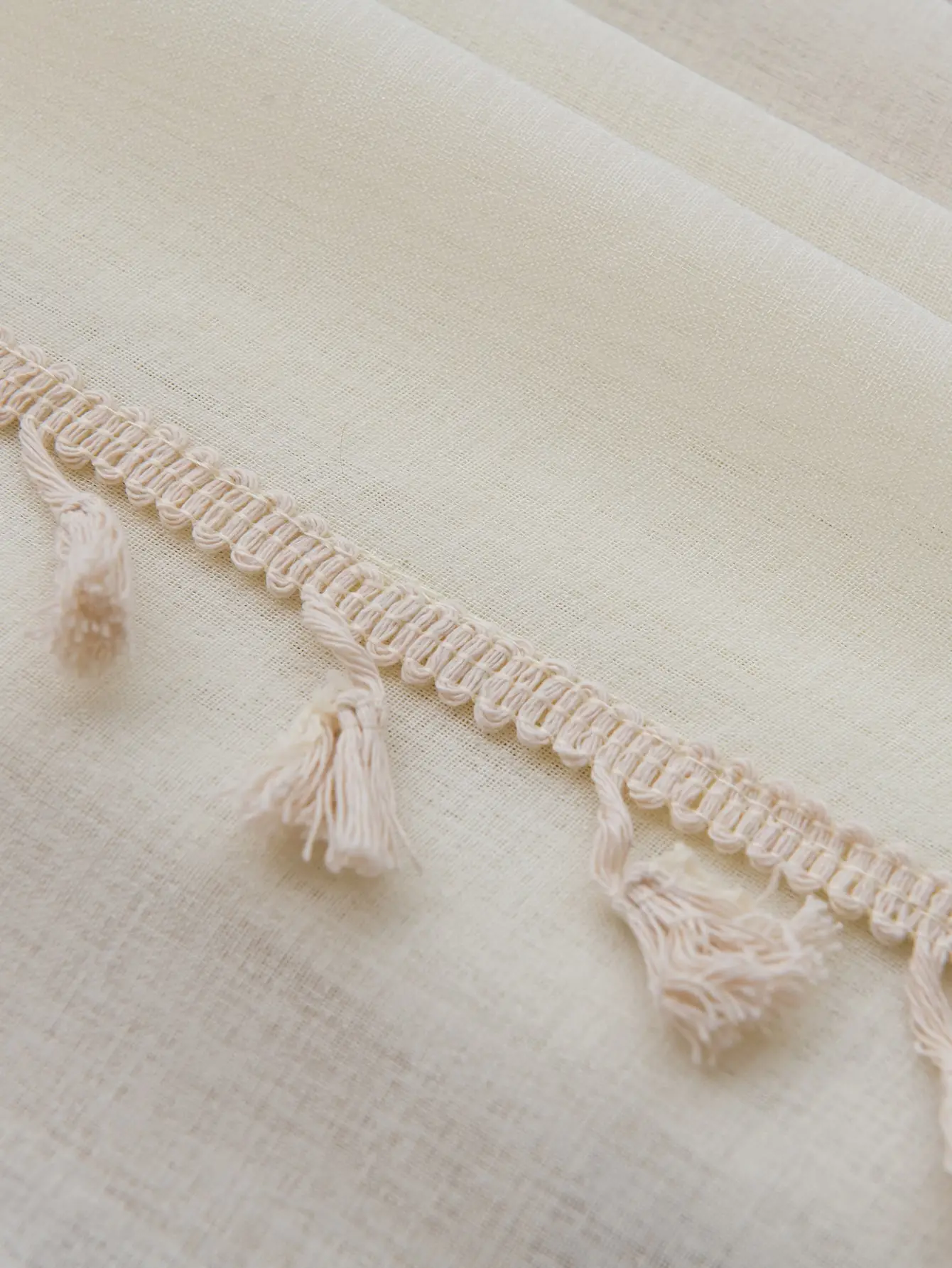 Beige Sheer Curtains White Korean Simple Mesh Veil for Living room, Bedroom