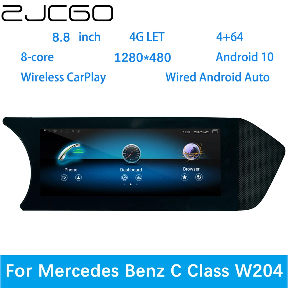 

ZJCGO Car Multimedia Player Stereo GPS DVD Radio Navigation Android Screen System for Mercedes Benz C Class W204 C180 C200 C220