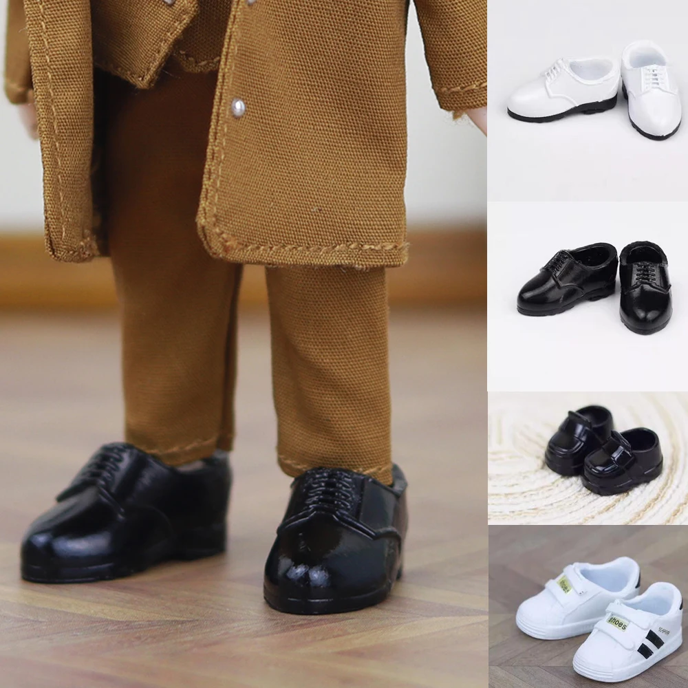 D05-P049 children handmade toy 1:12 ob11 gsc bjd pd9 doll YMY black color Magnetic leather shoes 1pair